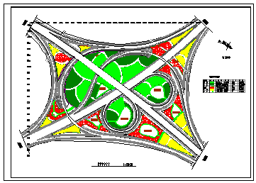 高速公路转盘绿化互通段景观绿化cad竣工图-图一