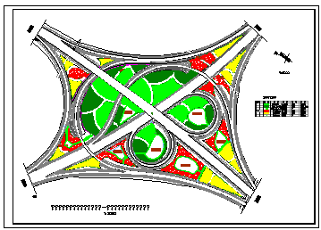 高速公路转盘绿化互通段景观绿化cad竣工图-图二