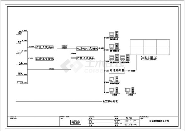 某弱电系统监控施工图纸系统图和机房图CAD详细设计图-图一