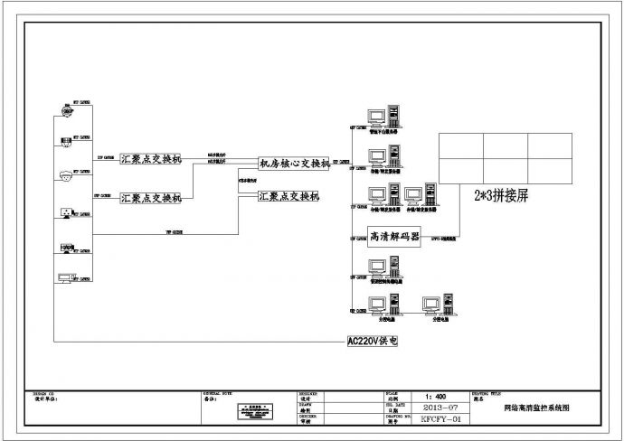 某弱电系统监控施工图纸系统图和机房图CAD详细设计图_图1