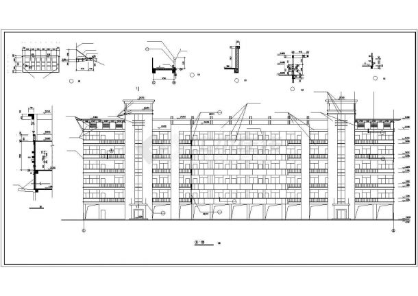 广西某中学4456㎡地上六层框架结构教学楼设计cad全套建筑施工图（含设计说明）-图二