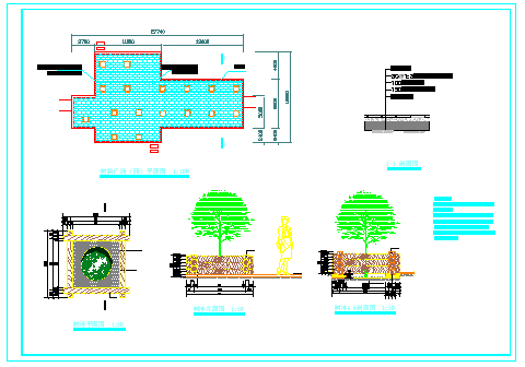 某广场平面图、铺装、树池设计cad详图_图1