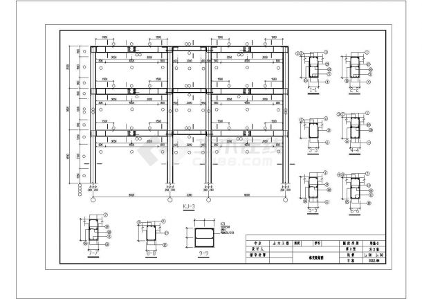 某地小型教学楼单榀框架结构设计cad图-图二