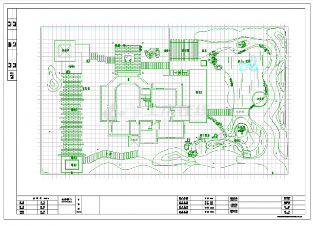 安徽独栋别墅庭院园林景观工程施工图CAD图纸-图一