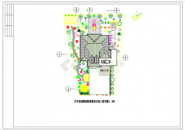 某地巴中某别墅庭院景观设计施工图CAD图纸-图二