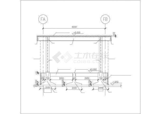 徐州市某大型工业区入口处钢结构门卫室全套结构设计CAD图纸-图二