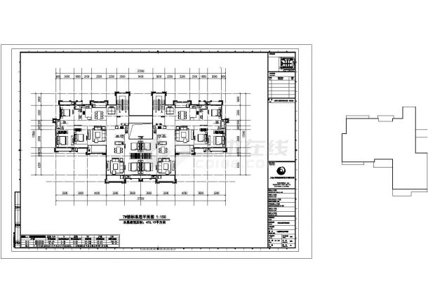 某高级小区一梯四户建筑设计施工CAD图纸-图一