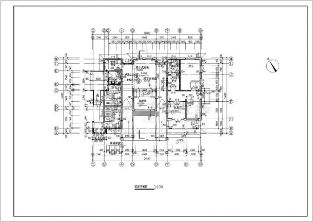 某长20.8米 宽14.46米 二层砖混结构362.6平米城市环卫班点转运站及公厕CAD施工图纸-图一