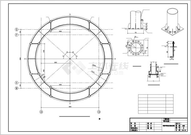 西安市莲湖区昌金路大型钢结构环形天桥全套结构设计CAD图纸-图二