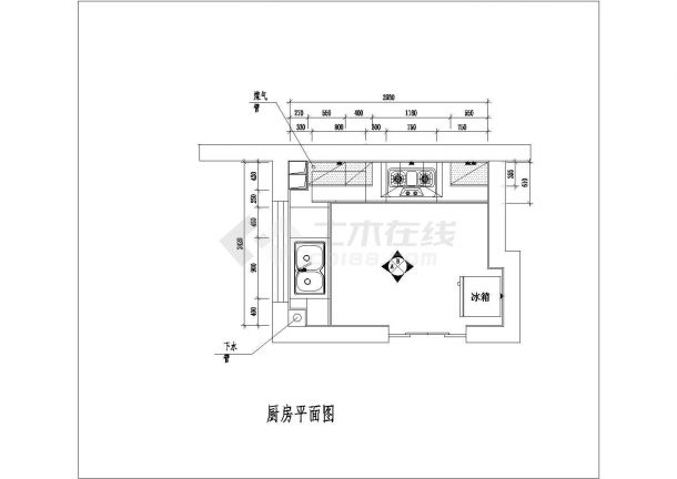 安徽亳州市某住宅户型整体厨房设计cad施工图-图一