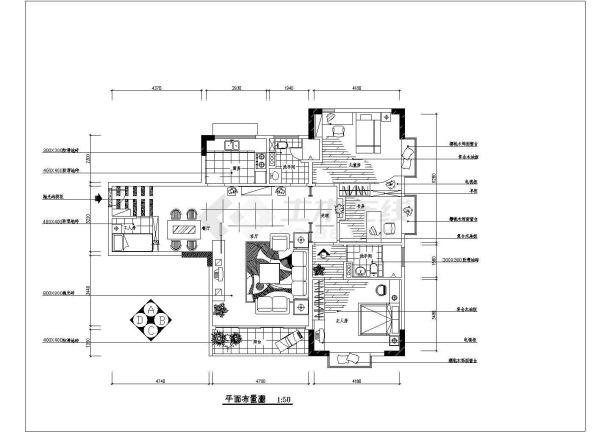 舒兰市某住宅小区样板房室内装饰详细cad施工图-图一