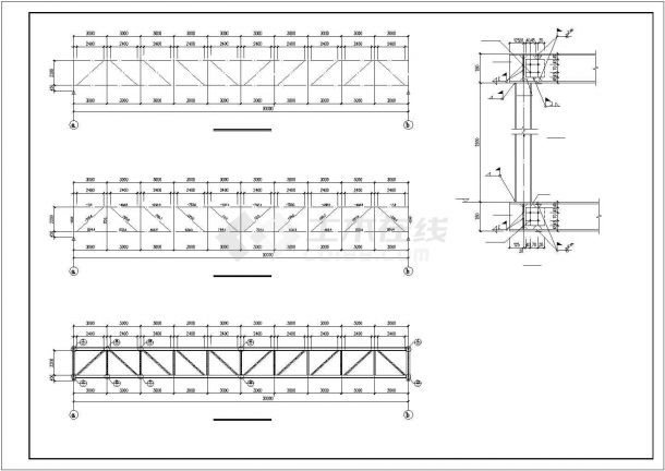 武汉市现代村镇的跨河大桥管道桥架全套结构设计CAD图纸-图一