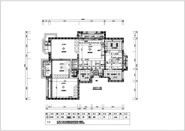 三室二厅两卫室内装修设计cad平面施工图-图二