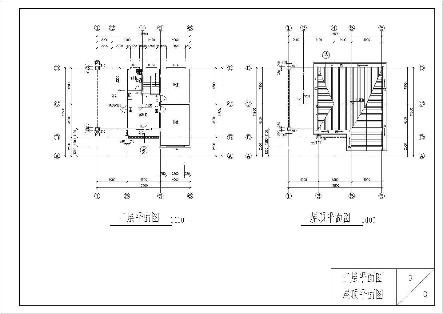 【南通】某精品景区三层别墅楼全套施工设计cad图纸