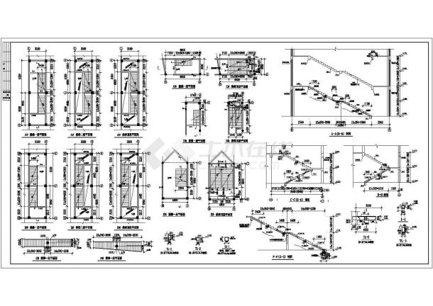 【苏州】常熟装饰公司别墅楼混凝土楼梯全套施工设计图纸-图一