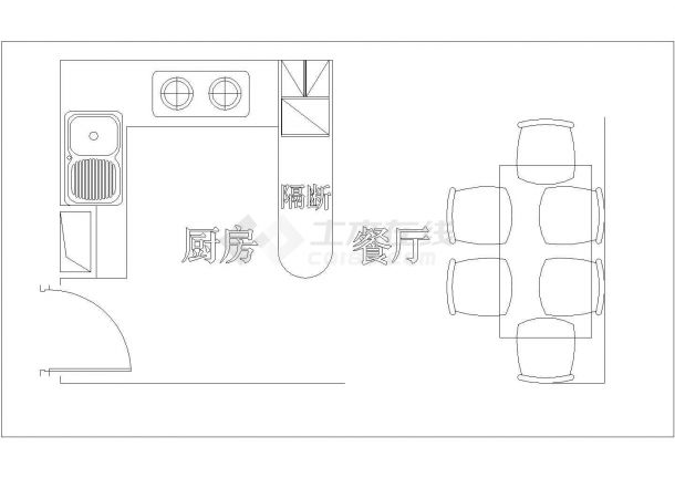 江西省南昌市某小区室内家庭装修cad厨房平面施工图-图一