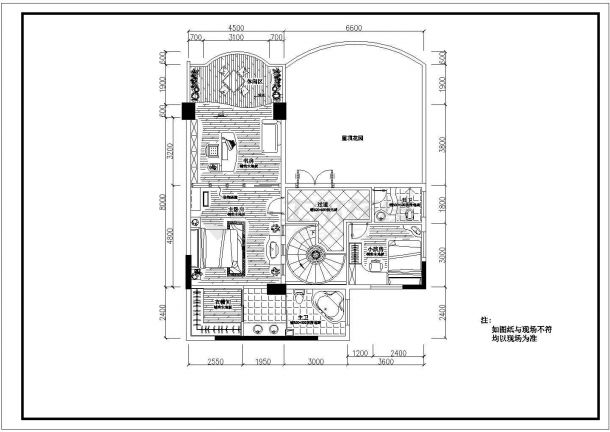 完整室内家装设计cad平立面施工图-图二