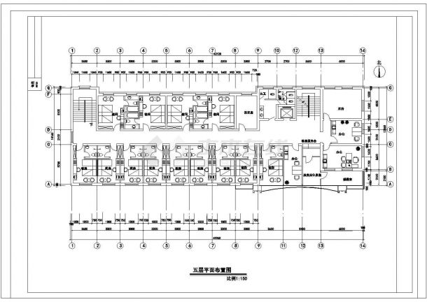 某宾馆CAD详细节点设计完整三四五层平面图-图二