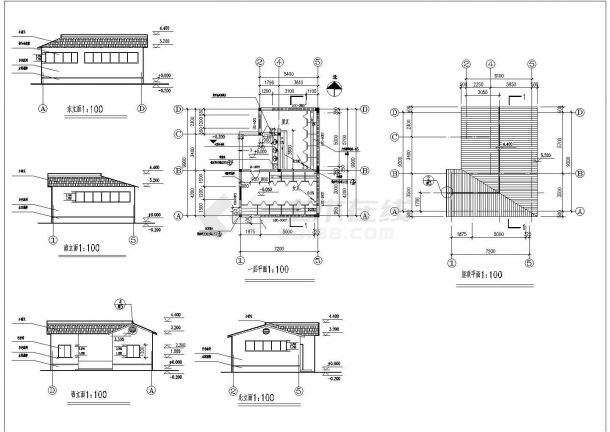 某长9.9米 宽7.2米 1层70平米小公厕CAD大样框架结构设计图纸-图二