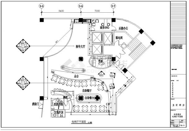 皇家酒店电梯厅装修设计施工图-图二
