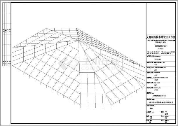 沈阳市沈河区某大型工业区加工厂房钢结构天棚设计CAD图纸-图一