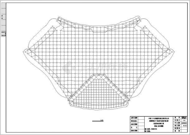 张家界某展览中心9300平米螺栓球节点四角锥网架全套结构设计CAD图纸-图一