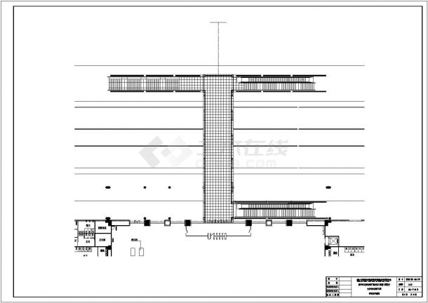 宁波市某商业街1200平米人行天桥全套建筑结构设计CAD图纸（44x8米）-图二