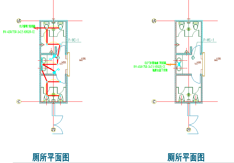 某建德小区三期厕所CAD构造施工设计图