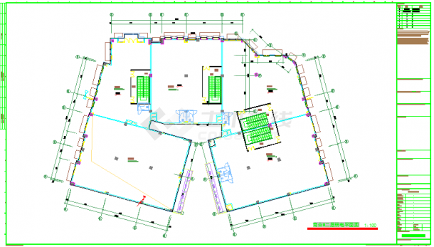 某商业广场二层弱电CAD详细构造完整平面图-图一