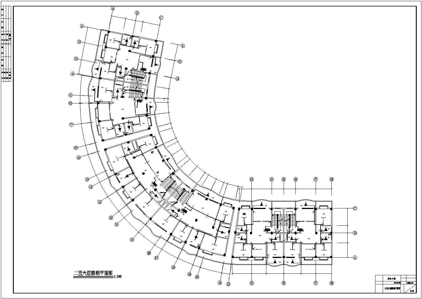 小区住宅A栋电气CAD平面图