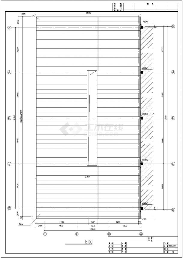 苏州市蠡口地区某大型家具展览中心钢结构展厅结构设计CAD图纸-图一