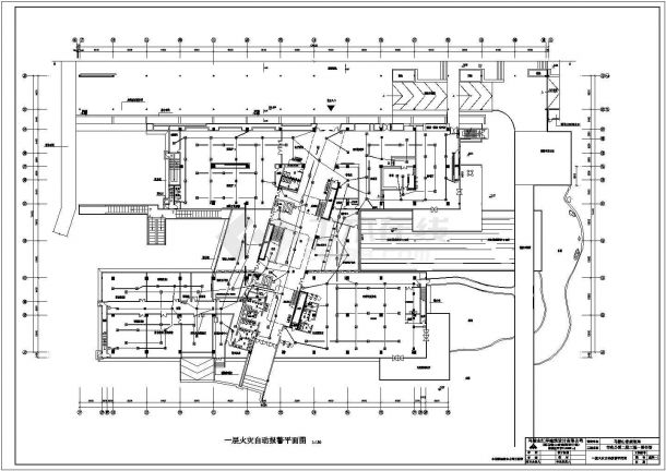 四层市图书馆火灾消防自动报警设计施工CAD图-图二