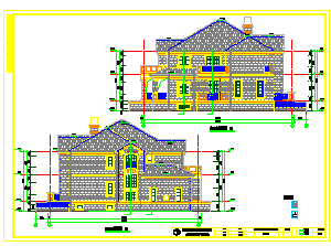 某二层民居楼建筑设计cad施工图带效果图_图1