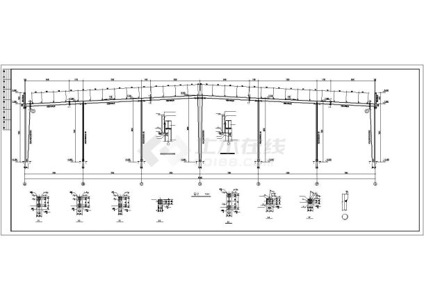 某公司钢结构厂房生产车间建筑CAD图纸-图二