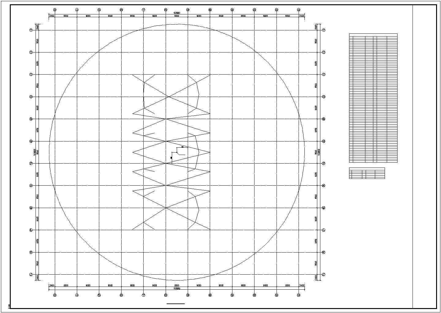 某公司钢结构单层网壳屋面完整设计施工CAD图纸