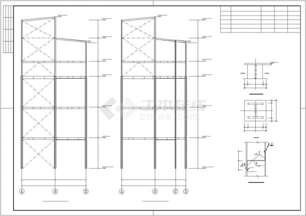 某公司钢结构办公室建筑设计施工CAD图纸-图一