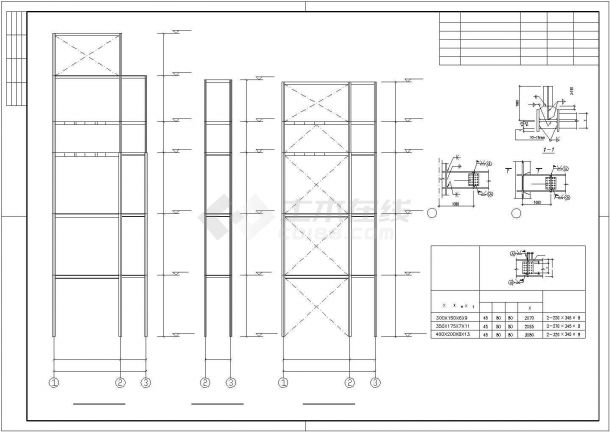某公司钢结构办公室建筑设计施工CAD图纸-图二