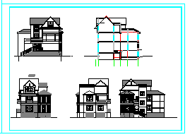 某三层自建房建筑cad设计图纸含效果图-图一
