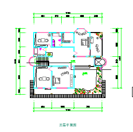 某三层别墅建筑结构cad图纸带效果图-图一