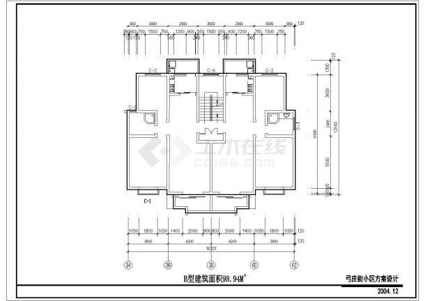 多层小区规划总图加户型建筑施工CAD图-图一