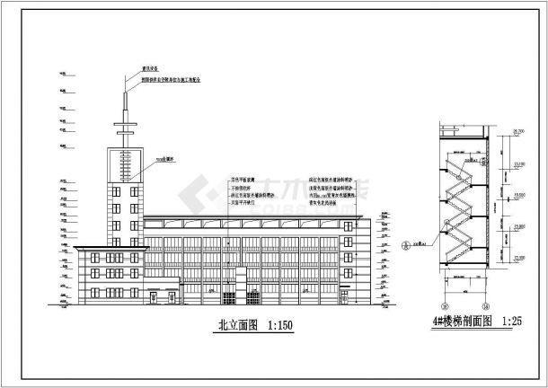 某消防大队高层办公楼建筑设计CAD图-图一