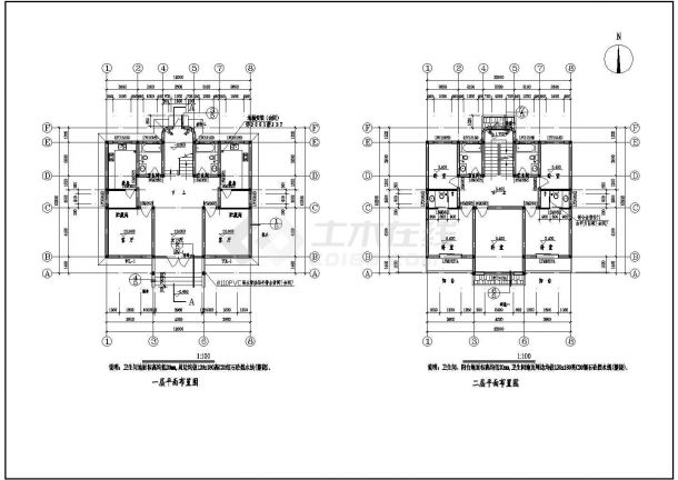 农村别墅建筑方案设计CAD图-图二
