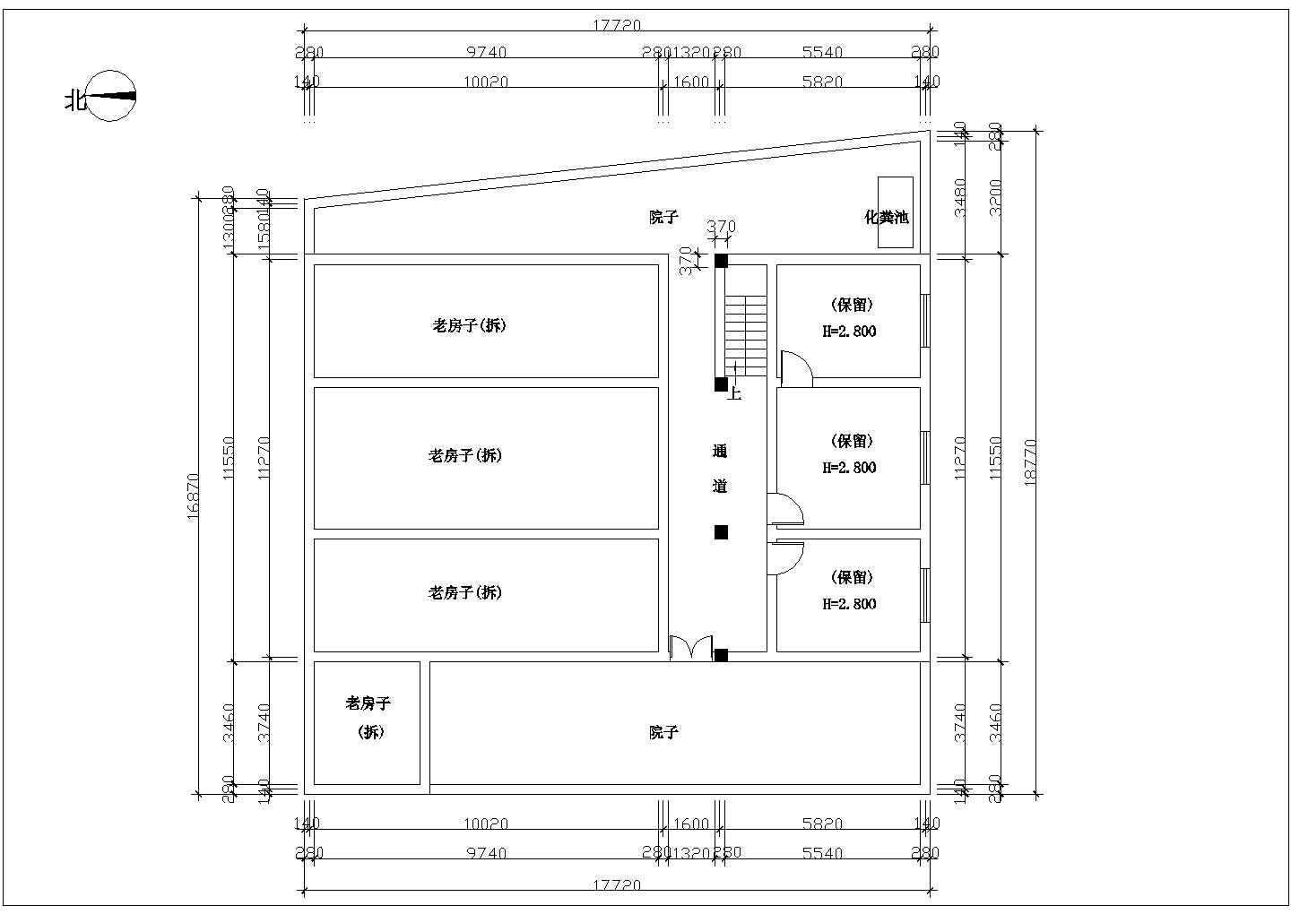 农村住宅旧房改造方案设计CAD图纸