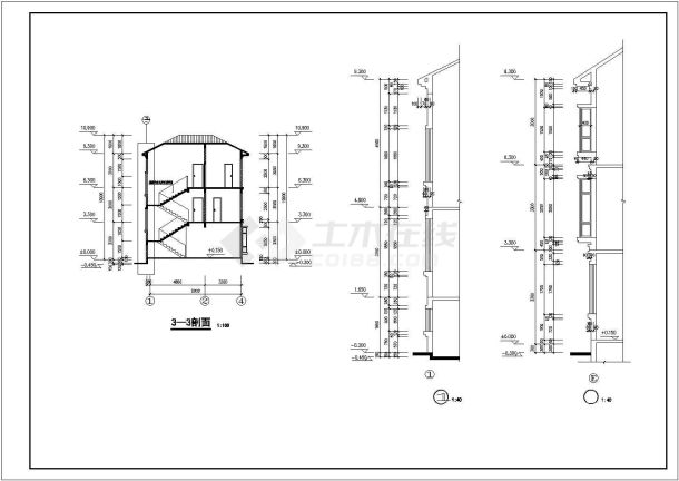 湖州市金航花园小区3层框架结构单体别墅全套建筑结构设计CAD图纸-图二