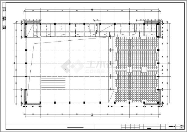 黑龙江某二层框架结构体育教学楼结构施工cad图纸（正交正放双层网架屋面）-图二