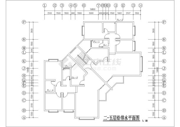 南阳市某现代化小区7层砖混住宅楼给排水设计CAD图纸-图一