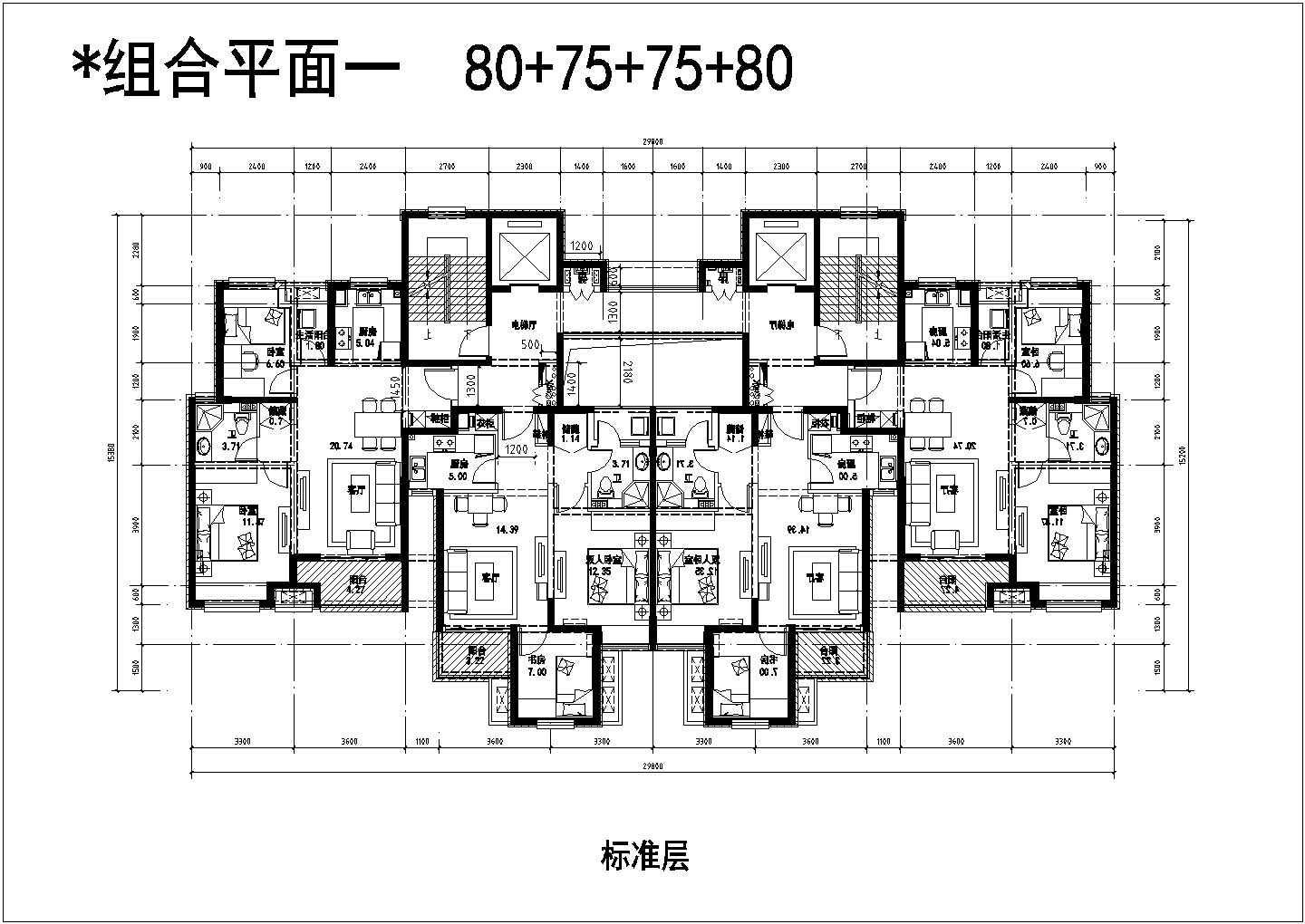 【常州】某组合户型公寓楼全套施工设计cad图纸