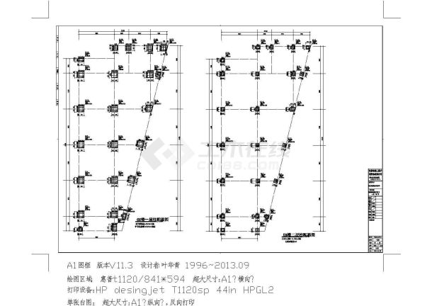 [江苏]两栋地上四层框架结构工业厂房结构施工设计cad图-图二