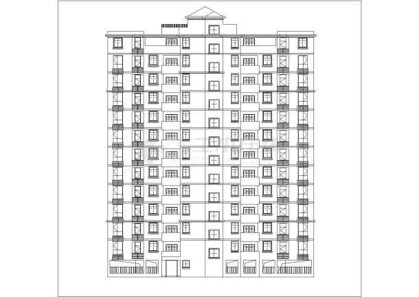 某楼房CAD详细完整设计立面图-图一