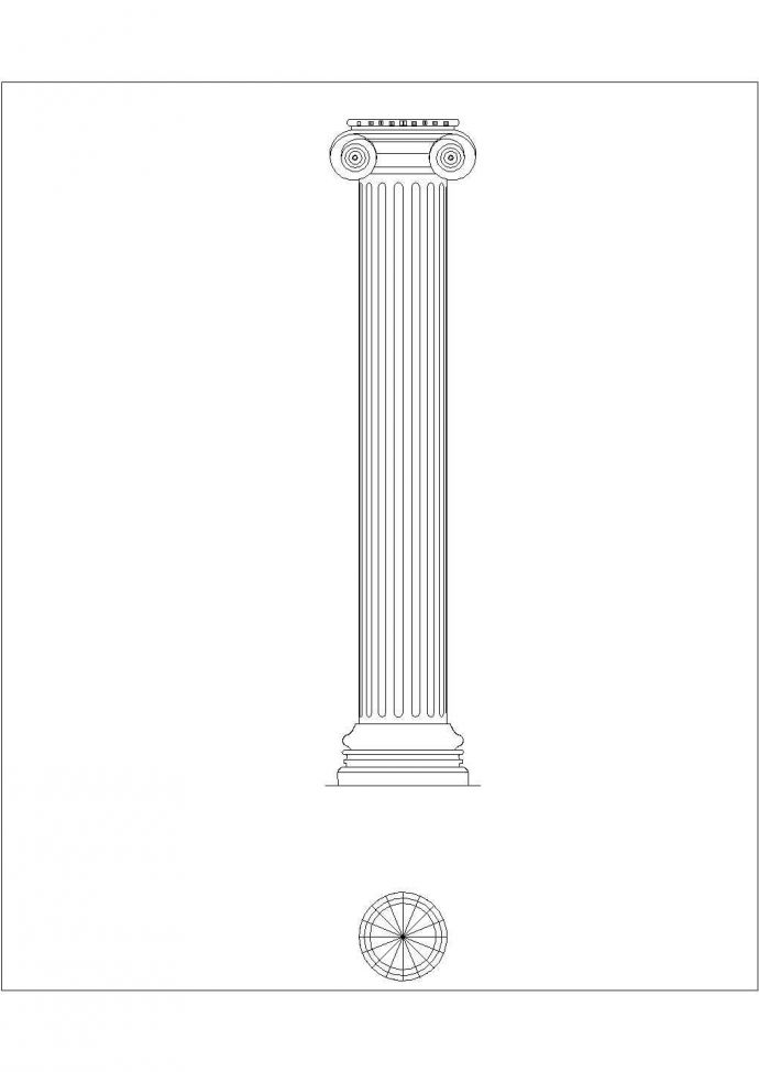 某罗马柱石CAD节点平立剖面施工图纸_图1